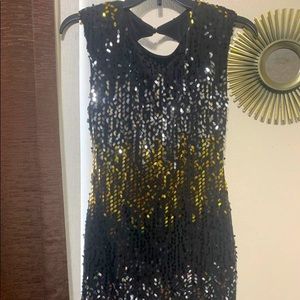 Arden B ombré sequin dress black gold silver M